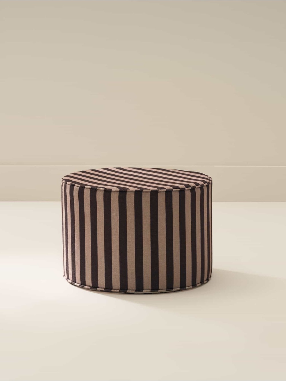 House of NOA- Bennett striped ottoman cover- Black and Tan COVER ONLY- 17” small